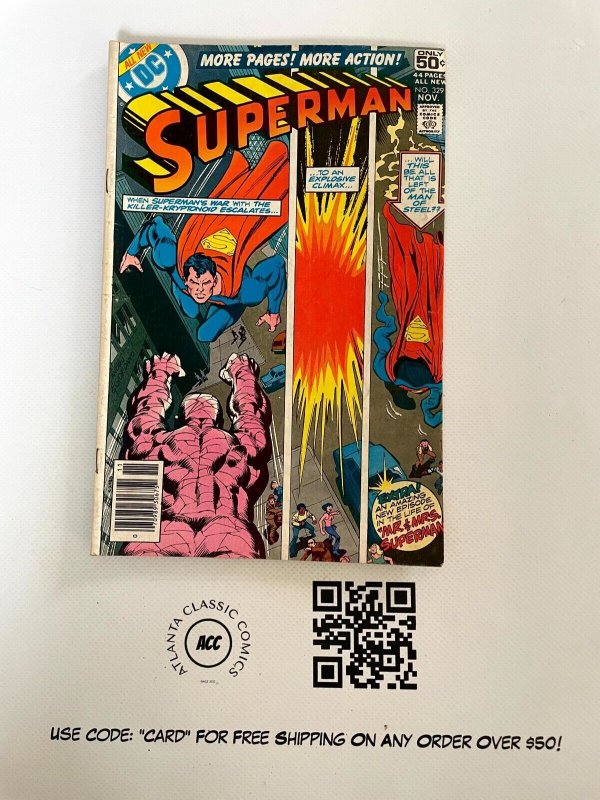 Superman #329 (DC Comics, 1978), raw comic book in FN condition — front cover