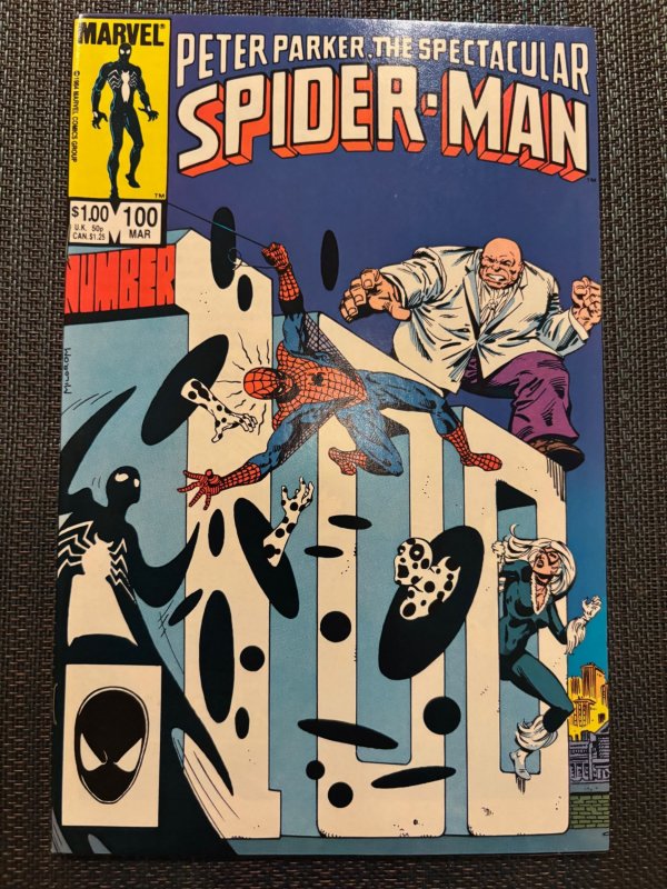 The Spectacular Spider-Man #100 (Marvel Comics, 1985), raw, ungraded comic book — front cover