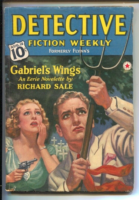 Pulp: Detective Fiction Weekly 8/12/1939--Eerie Mystery Story by Richard Sal..., raw, ungraded comic book — front cover