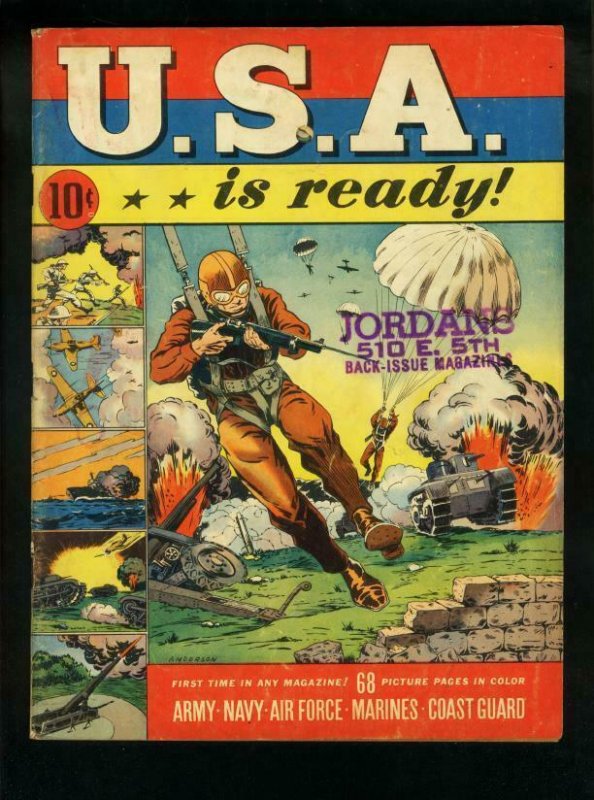 U.s.a. Is Ready--1941-Dell Comics-Parachute-War Comics- Vg/fn (Dell Comics), raw comic book in VG/FN condition — front cover