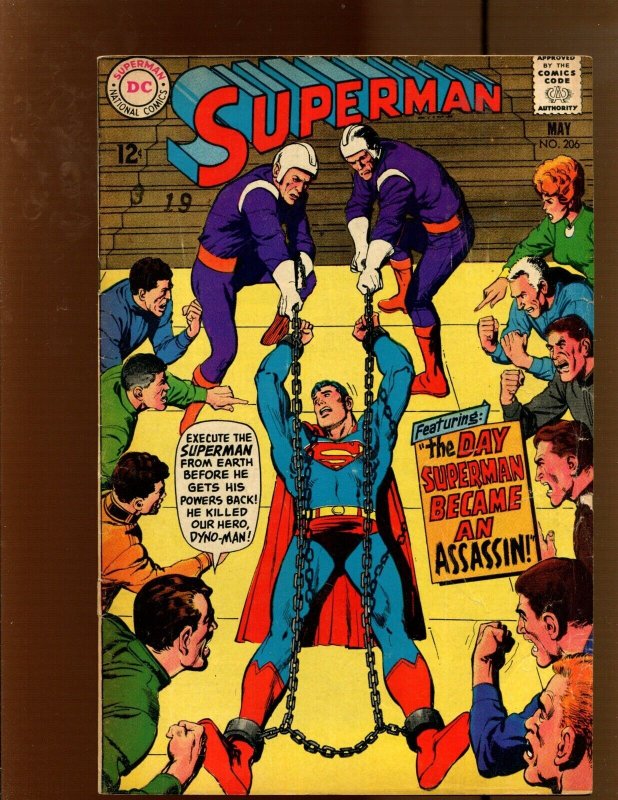Superman #206 (DC Comics, 1968), raw comic book in 4.5 condition — front cover