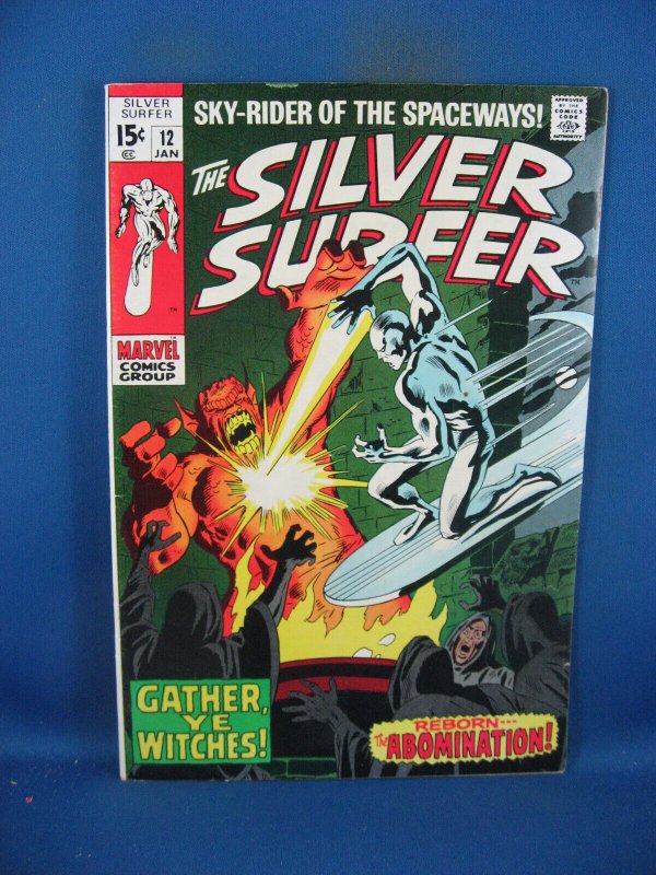 Silver Surfer #12 (Marvel Comics, 1970), raw comic book in VF+ condition — front cover