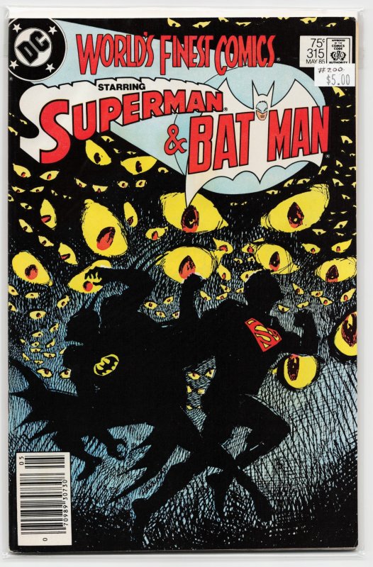 World's Finest Comics #315 (DC Comics, 1985), raw, ungraded comic book — front cover