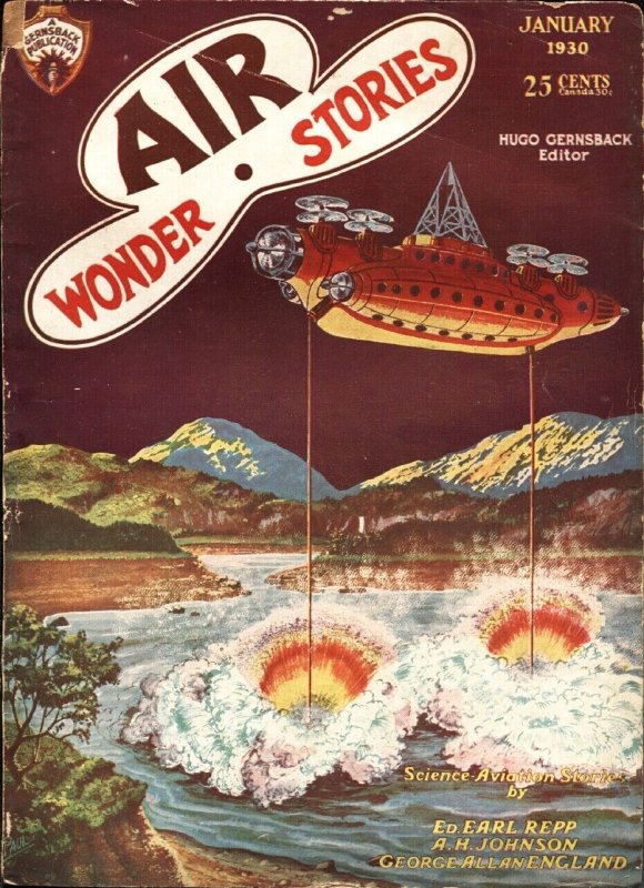 Pulp: Air Wonder Stories 1/1930-Gernsback-Frank R Paul-sci-fi Pulp Thrills-v..., raw, ungraded comic book — front cover