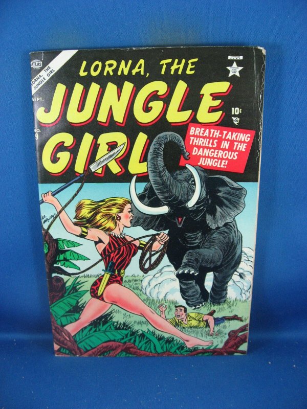 Lorna the Jungle Girl #9 (Atlas Comics, 1954), raw, ungraded comic book — front cover