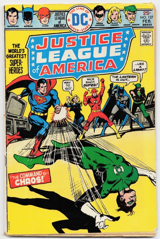 Justice League of America #127 (DC Comics, 1976), raw, ungraded comic book — front cover