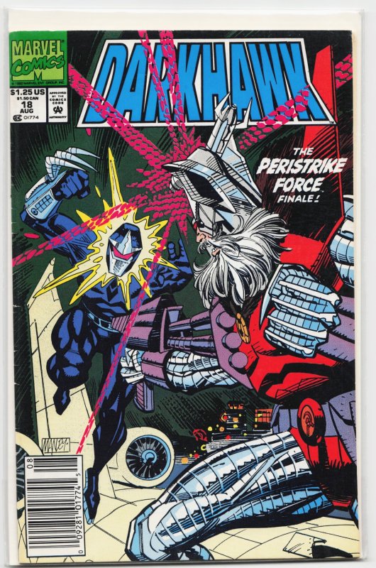 Darkhawk #18 (Marvel Comics, 1992), raw, ungraded comic book — front cover