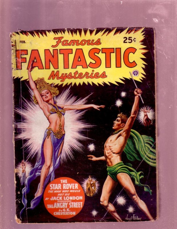 Pulp: Famous Fantastic Mysteries-Feb 1947-Jack London--Pulp G/vg (1947), raw comic book in VG condition — front cover