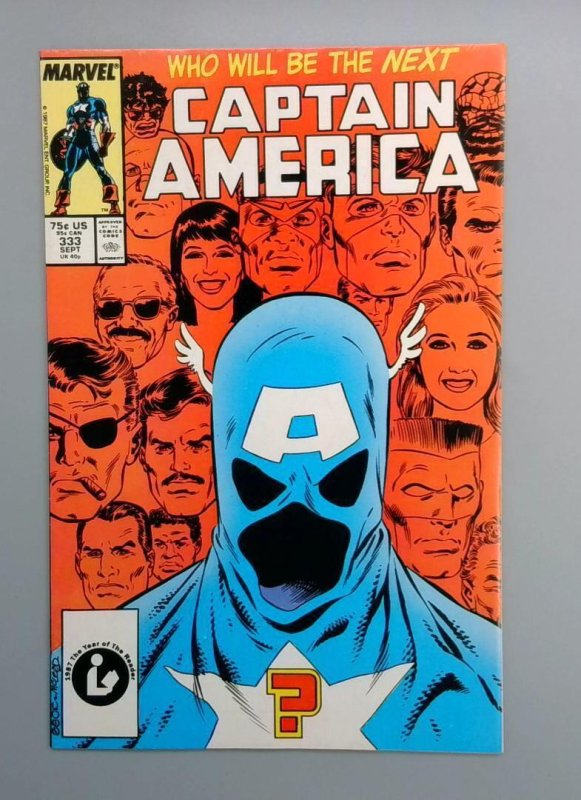 Captain America #333 (Marvel Comics, 1988), raw comic book in VF/NM condition — front cover