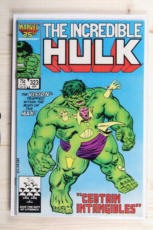 The Incredible Hulk #323 (Marvel Comics, 1986), raw comic book in VF+ 8.5 condition — front cover