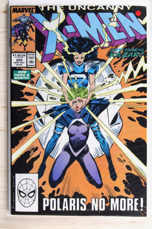 The Uncanny X-Men #250 (Marvel Comics, 1989), raw comic book in VF+ 8.5 condition — front cover