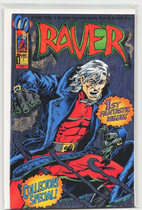 Raver #1 (Malibu Comics, 1993), raw, ungraded comic book — front cover