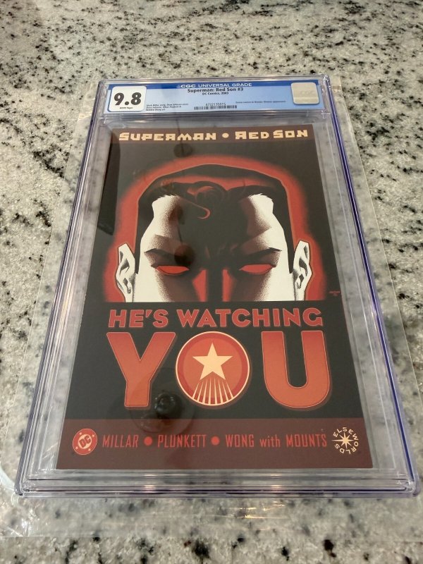Superman Red Son #3 (DC Comics), CGC 9.8 graded comic book, Universal Blue label — front cover in its holder