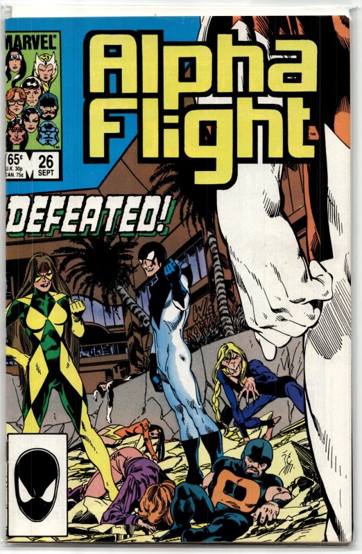 Alpha Flight #26 (Marvel Comics, 1985), raw, ungraded comic book — front cover