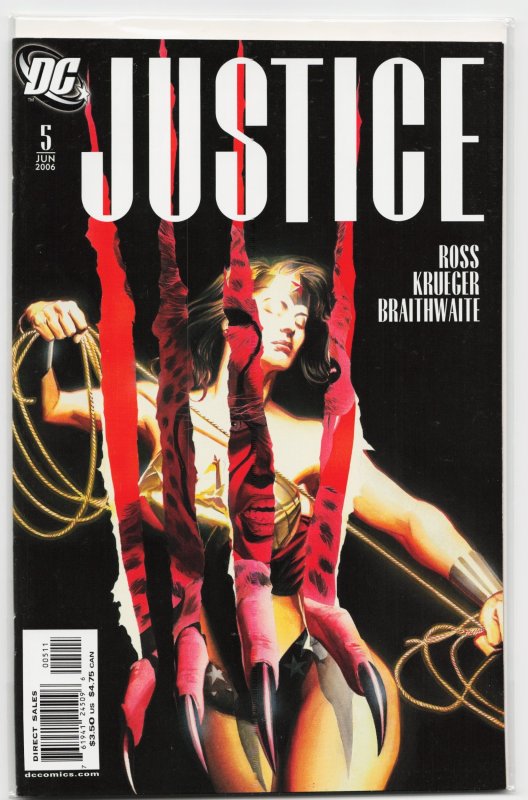 Justice #5 (2006), raw, ungraded comic book — front cover