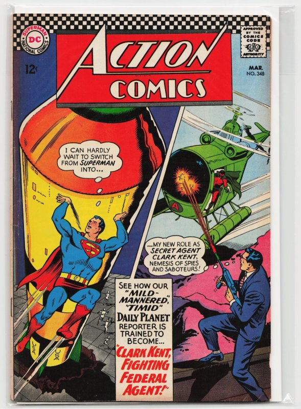 Action Comics #348 (DC Comics, 1967), raw, ungraded comic book — front cover