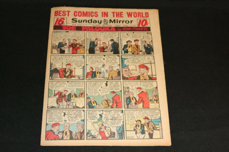 1951 Sunday Mirror Weekly Comic Section August 12th (VF) Steve Canyon Superman (1951), raw comic book in VF condition — front cover