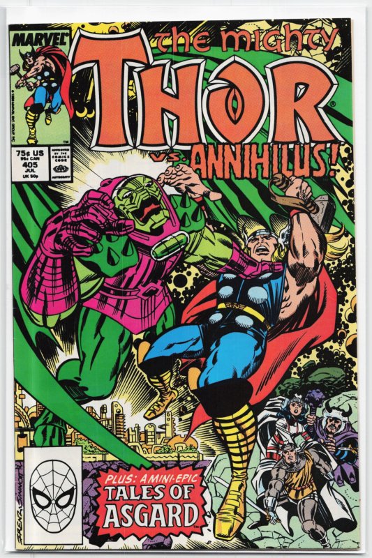 Thor #405 (Marvel Comics, 1989), raw, ungraded comic book — front cover