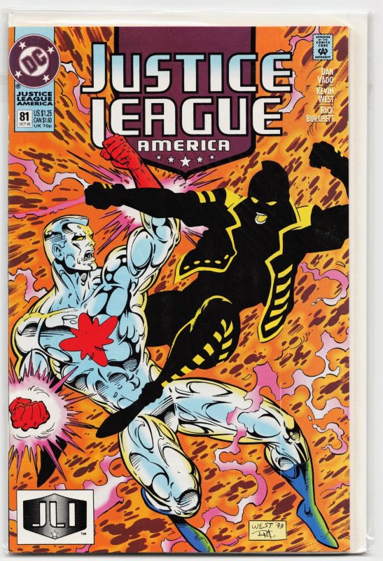 Justice League America #81 (1993), raw, ungraded comic book — front cover