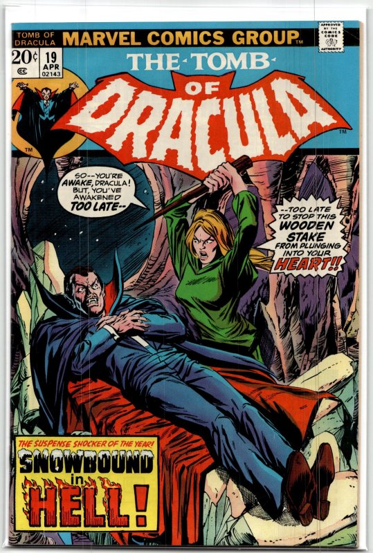 Tomb of Dracula #19 (Marvel Comics, 1974), raw, ungraded comic book — front cover
