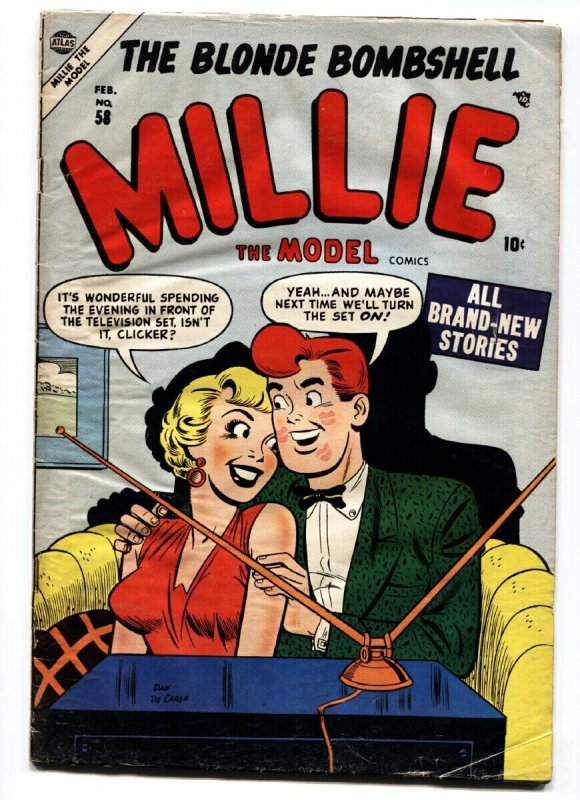 Millie the Model #58 (Atlas Comics, 1955), raw comic book in VG- condition — front cover