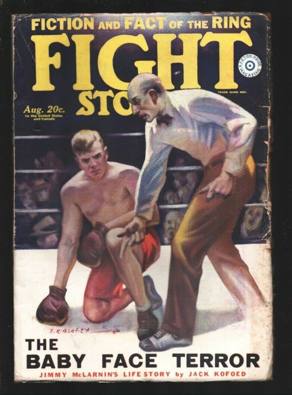 Fight Stories 8/1930-Earle Bergey Boxing Cover-"The Bay Face Terror" -Jimmy M..., raw, ungraded comic book — front cover