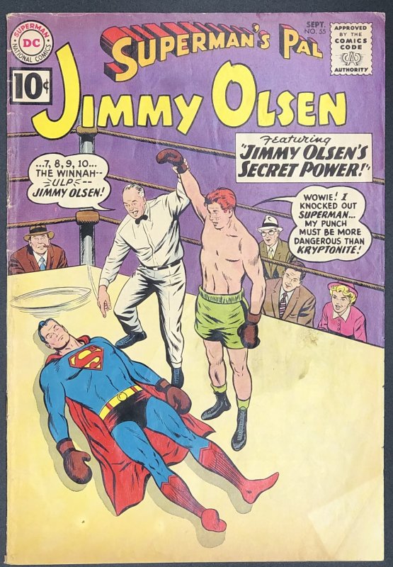 Superman's Pal, Jimmy Olsen #55 (DC Comics, 1961), raw, ungraded comic book — front cover