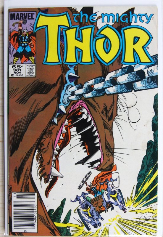 Thor #361 (Marvel Comics, 1985), raw comic book in VF 8.0 condition — front cover