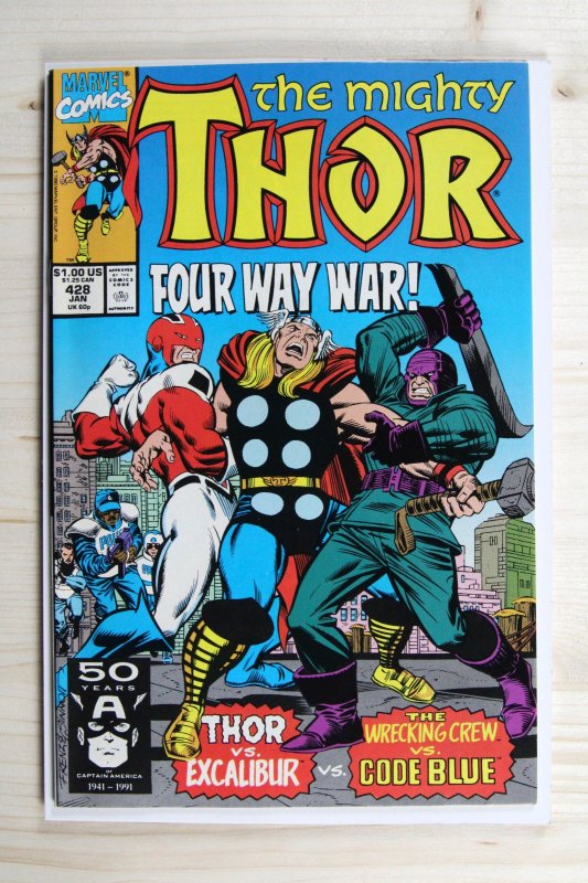 The Mighty Thor #428 (Marvel Comics, 1991), raw comic book in VF/NM 9.0 condition — front cover