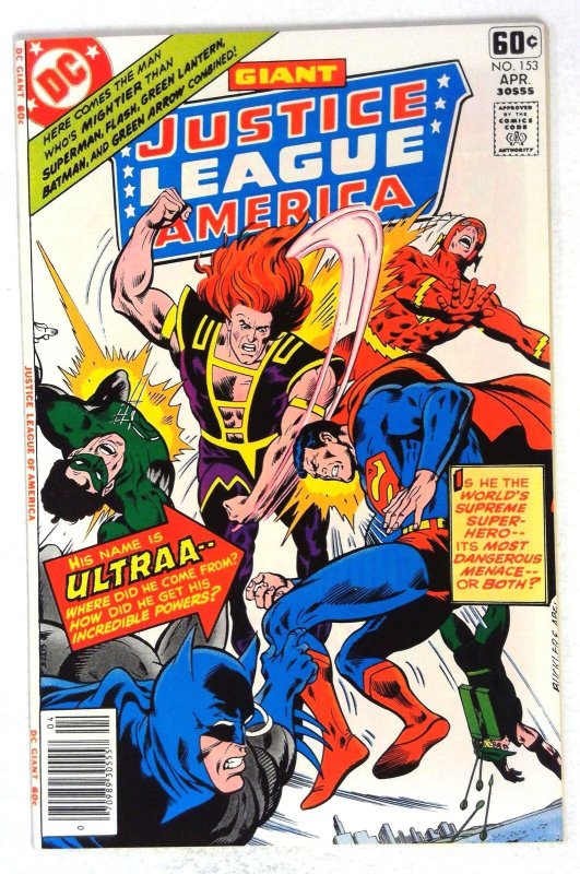 Justice League of America #153 (DC Comics, 1978), raw comic book in NM- condition — front cover