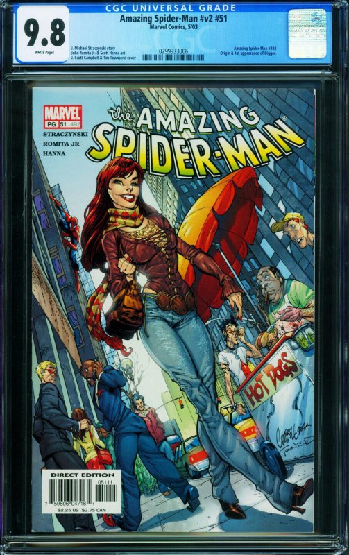 Amazing Spider-Man v.2 #51, CGC 9.8 graded comic book, Universal Blue label — front cover in its holder