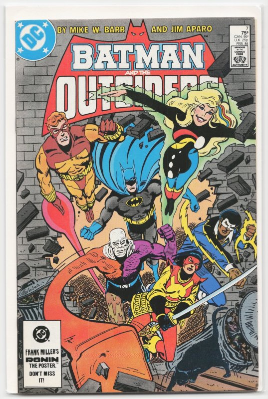Batman and the Outsiders #7 (DC Comics, 1984), raw, ungraded comic book — front cover