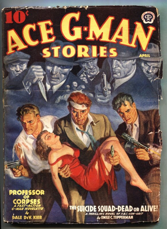 Ace G-Man Stories 4/1940-Suicide Squad-The Ghost-J. Edgar Hoover-Pulp mag, raw, ungraded comic book — front cover