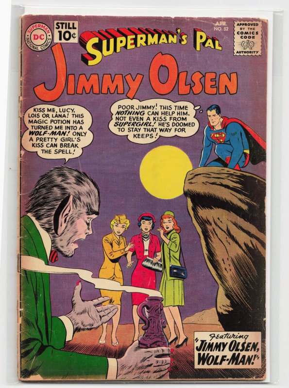 Superman's Pal, Jimmy Olsen #52 (DC Comics, 1961), raw, ungraded comic book — front cover