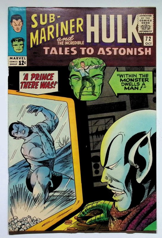 Tales to Astonish #72 (Marvel Comics, 1965), raw, ungraded comic book — front cover
