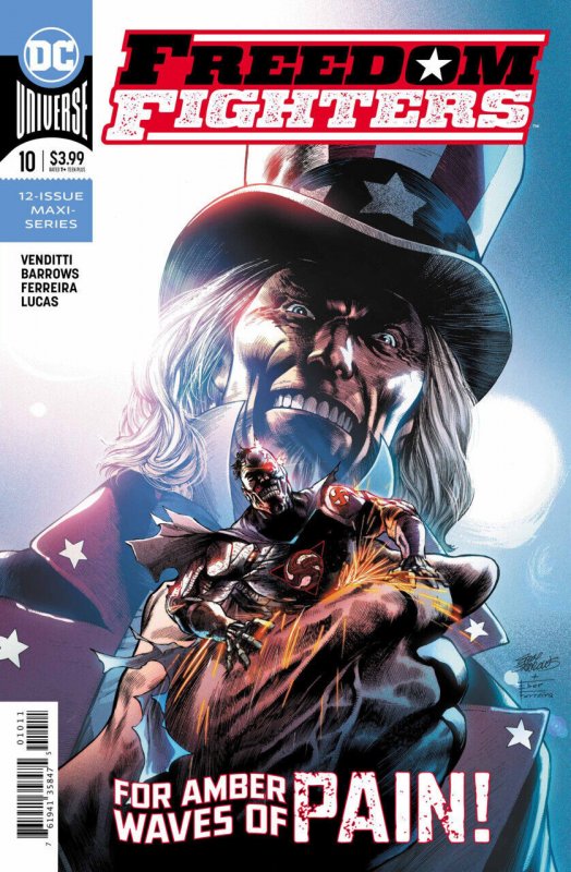 Freedom Fighters #10 (2018), raw comic book in VF/NM condition — front cover