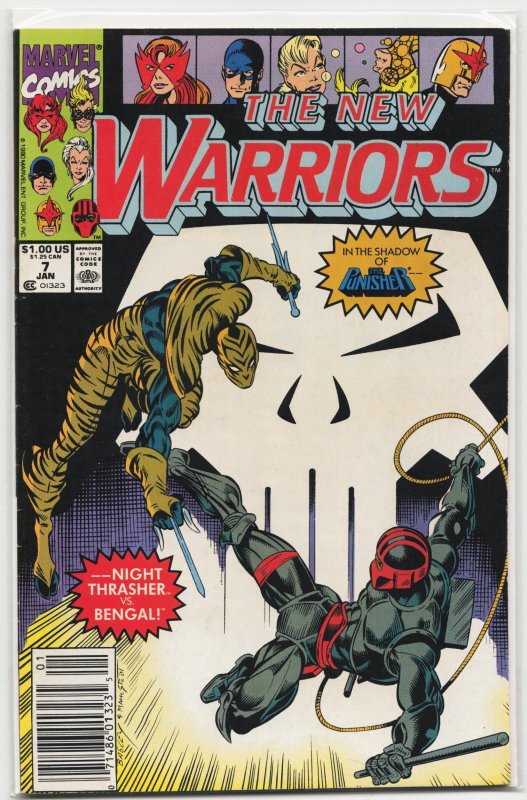The New Warriors #7 (Marvel Comics, 1991), raw, ungraded comic book — front cover
