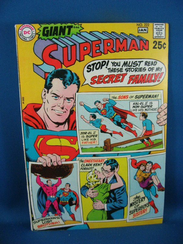 Superman #222 (DC Comics, 1970), raw comic book in VF condition — front cover
