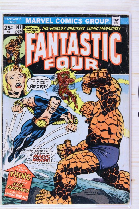 Fantastic Four #147 (Marvel Comics, 1974), raw comic book in FN- 5.5 condition — front cover