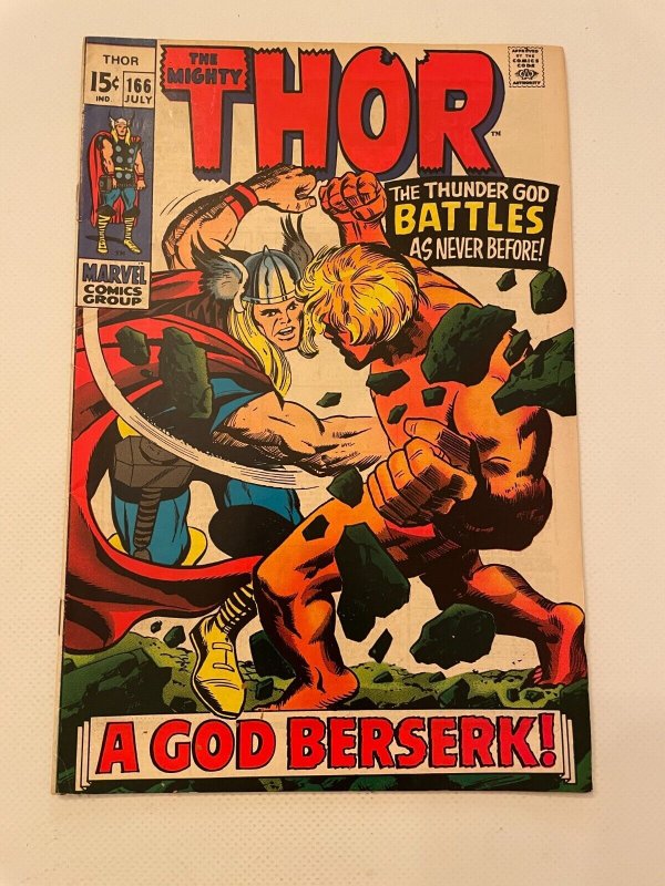 The Mighty Thor #166 (Marvel Comics), raw comic book in NM condition — front cover