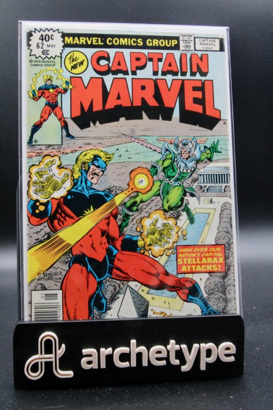 Captain Marvel #62 (Marvel Comics, 1979), raw comic book in VF- 7.5 condition — front cover