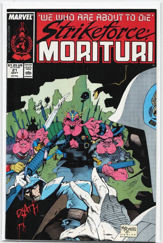 Strikeforce: Morituri #21 (Marvel Comics, 1988), raw, ungraded comic book — front cover