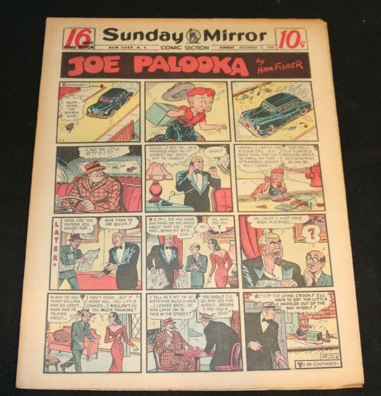 1950 Sunday Mirror Weekly Comic Section December 3rd (VF) Superman Clark Babes (1950), raw comic book in VF condition — front cover