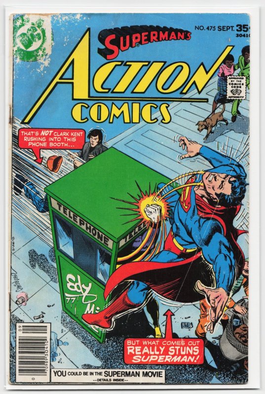 Action Comics #475 (DC Comics, 1977), raw, ungraded comic book — front cover