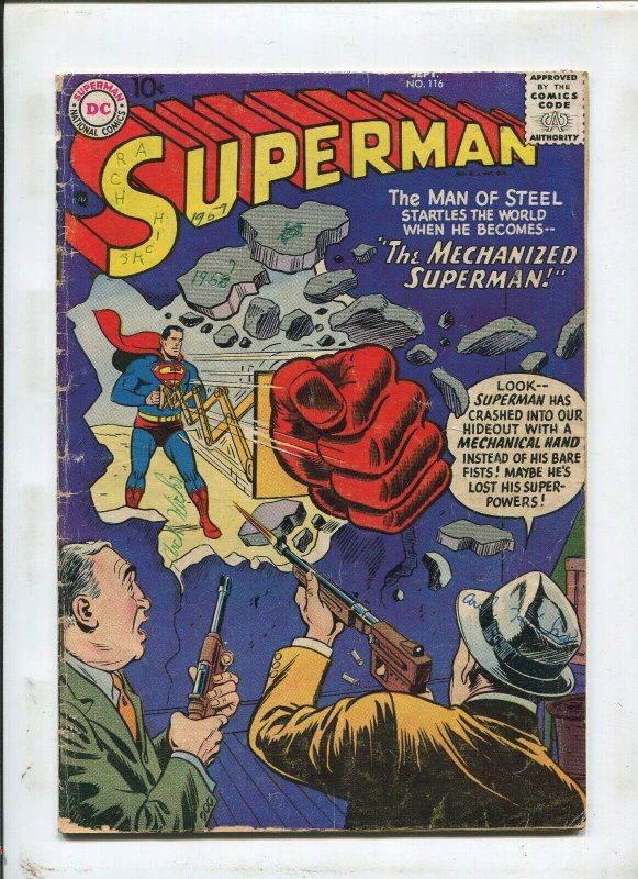 Superman #116 (DC Comics, 1957), raw comic book in 2.5 condition — front cover