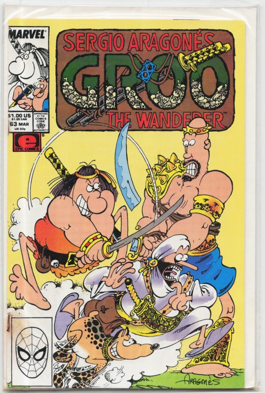 Sergio Aragonés Groo the Wanderer #63 (Marvel Comics, 1988), raw, ungraded comic book — front cover