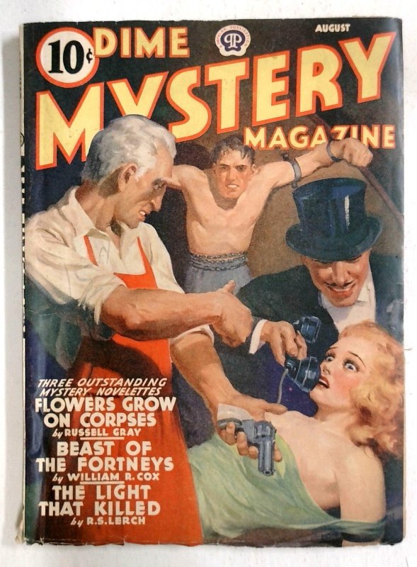 Dime Mystery - Aug 1940- Villains Force Terrified Woman to Shoot Bound Man-Weir (1940), raw, ungraded comic book — front cover