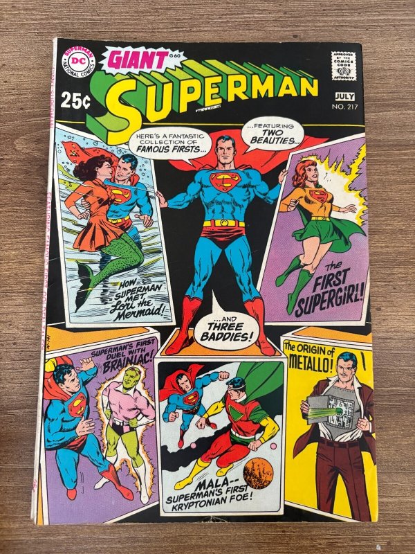 Superman #217 (DC Comics), raw comic book in FN condition — front cover
