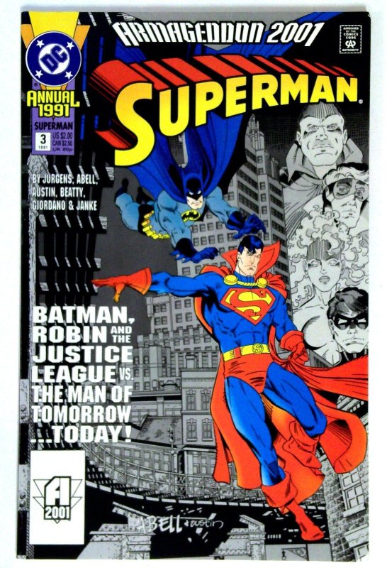 Superman Annual #3 (DC Comics, 1991), raw comic book in VF/NM condition — front cover
