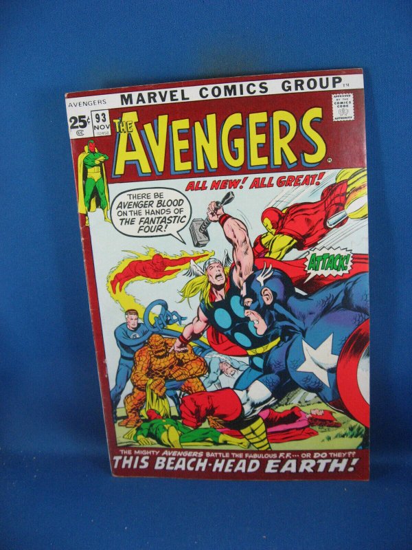 Avengers #93 (Marvel Comics, 1971), raw comic book in VF condition — front cover